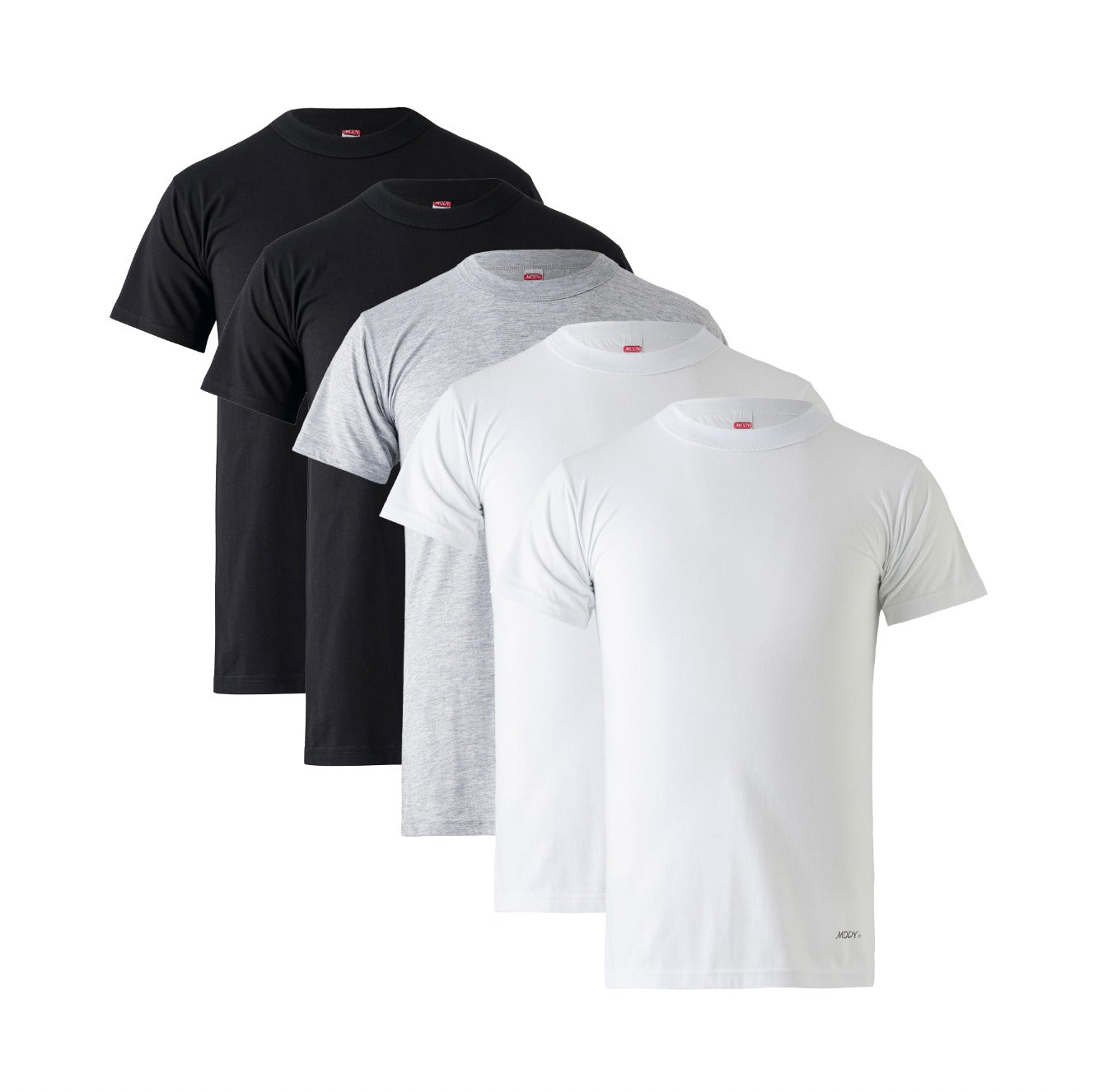 Mody Men Undershirt Round Neck Short Sleeve 5-Pack