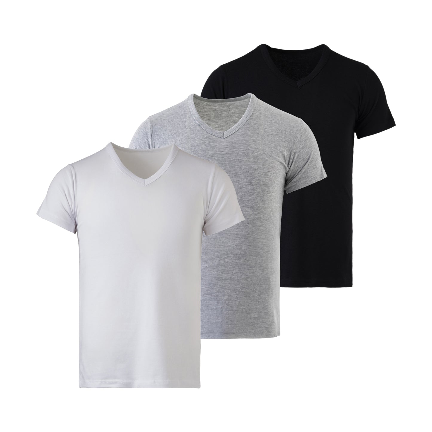Mody Men Short Sleeve Undershirt, V-Neck, 3-Pack
