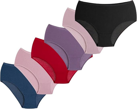 Cotton Women Briefs, Hi-Cut, 6-Pack