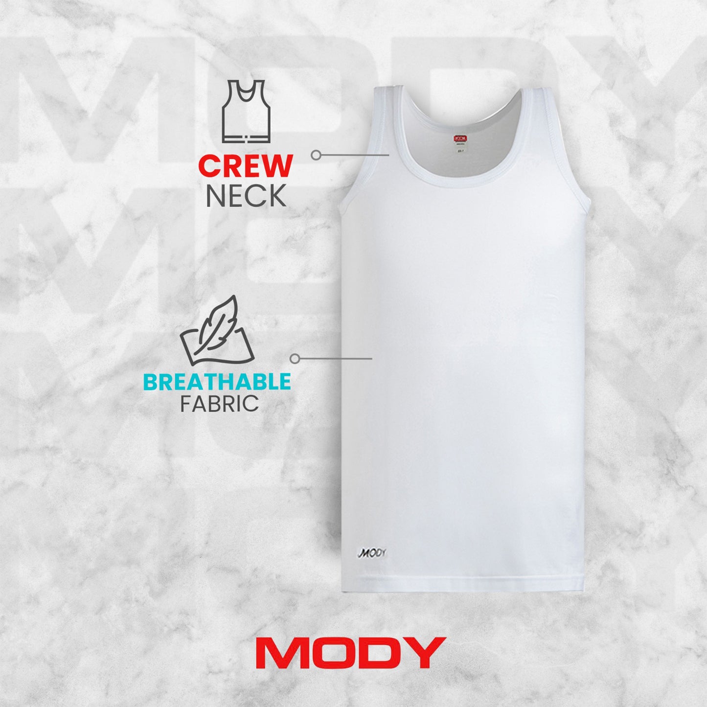 Mody Men Cotton Undershirt, Crew Neck, 2-Pack