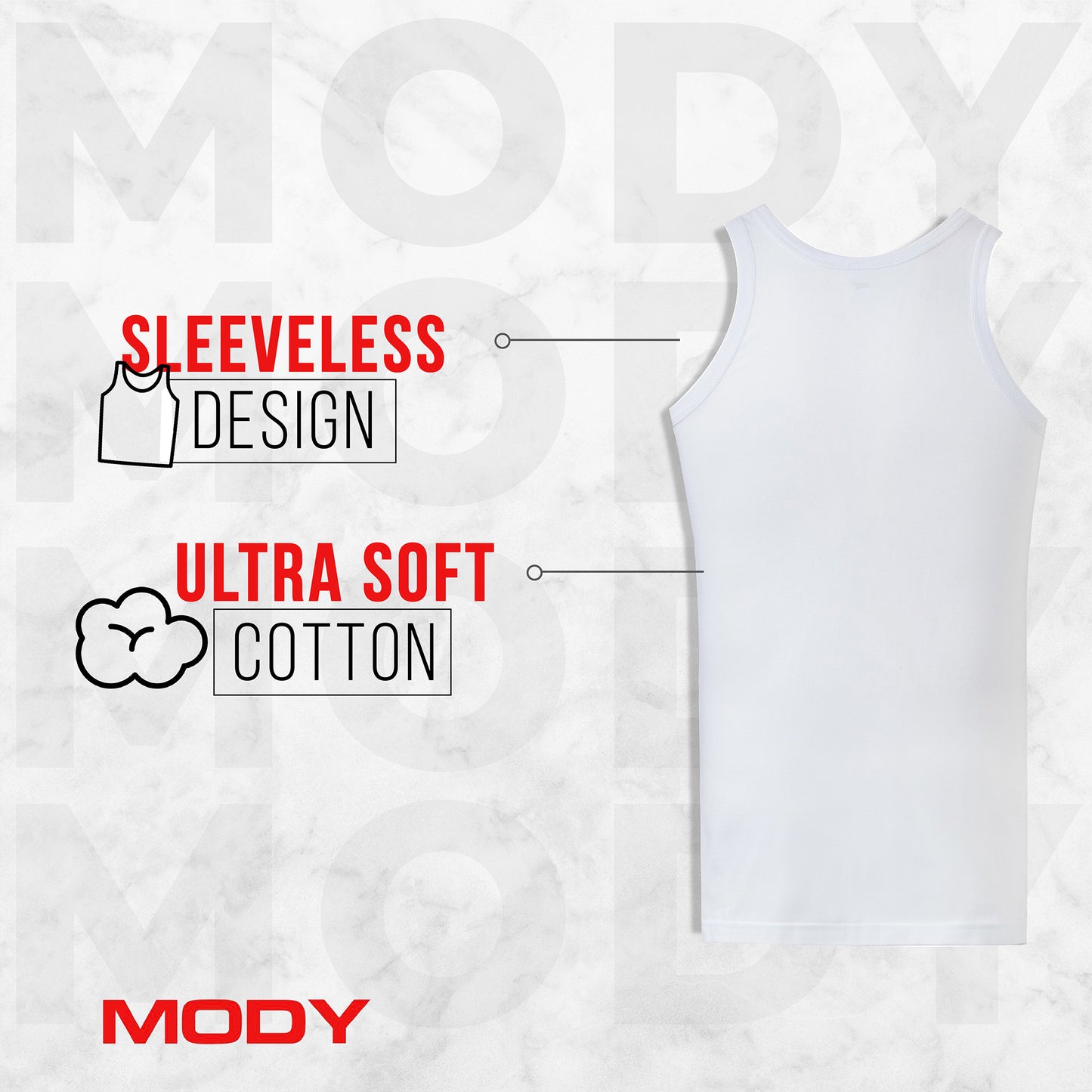 Mody Men Cotton Undershirt, Crew Neck, 2-Pack