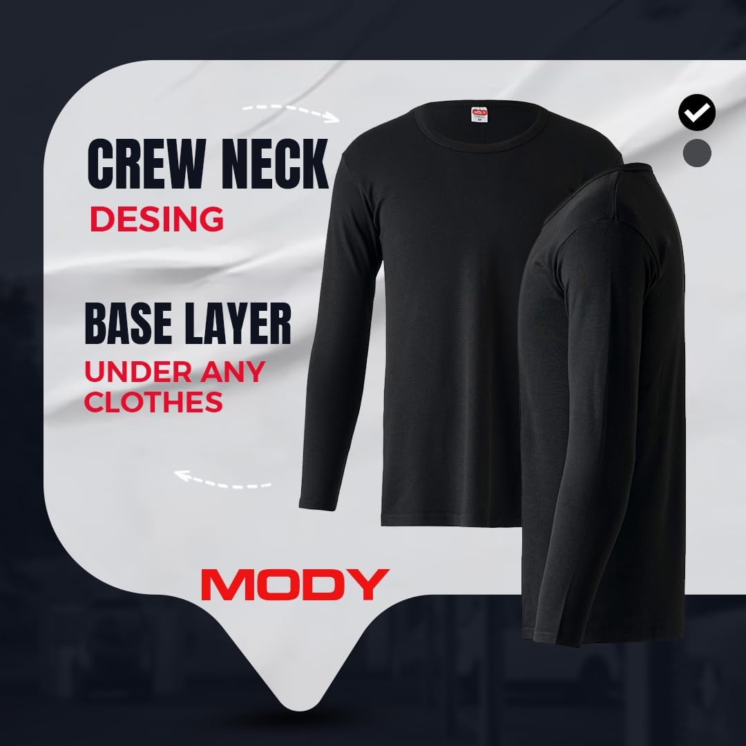 Mody thermal set black crew neck base layer