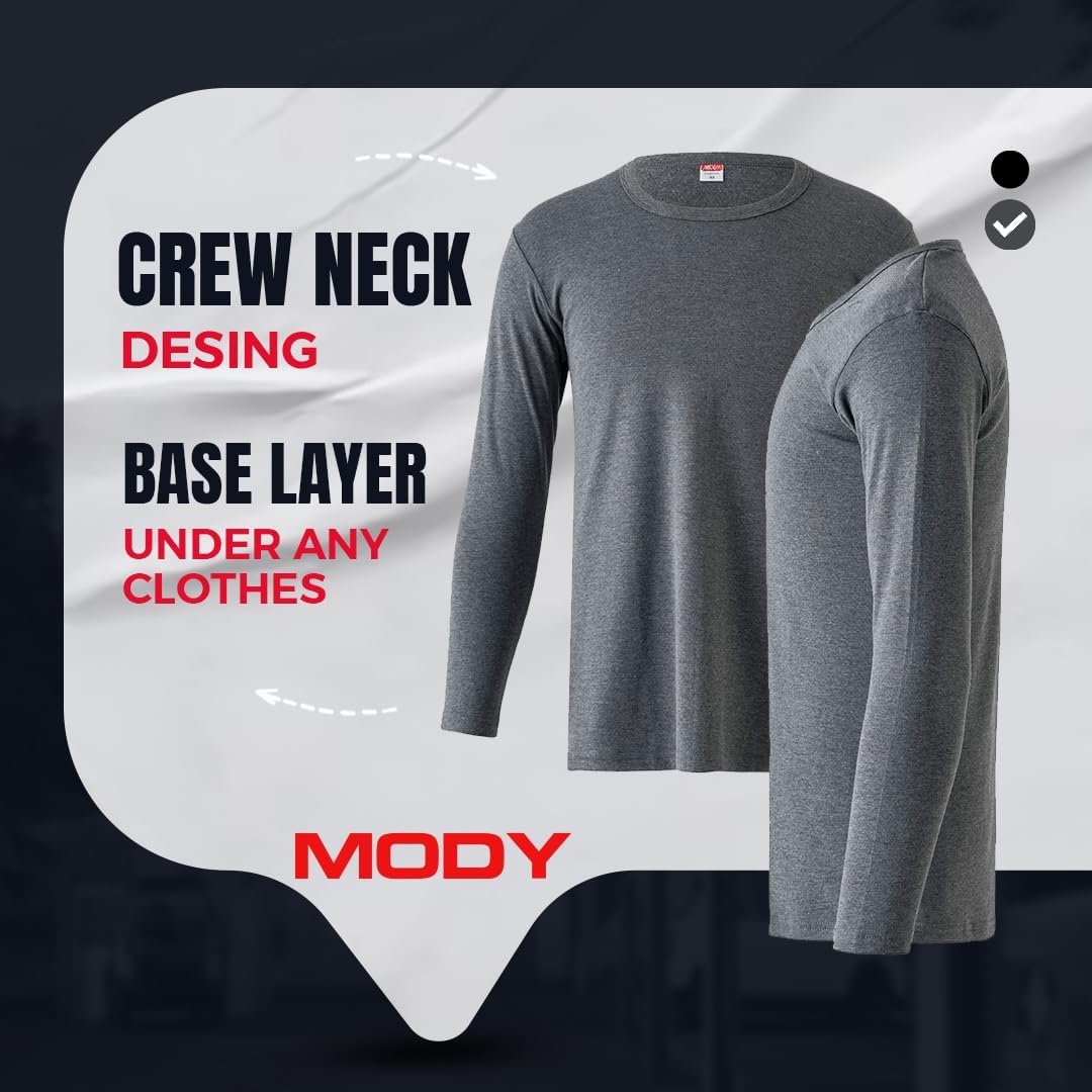 Mody thermal set gray crew neck base layer