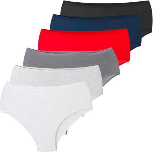Cotton Women Briefs, Hi-Cut, 6-Pack