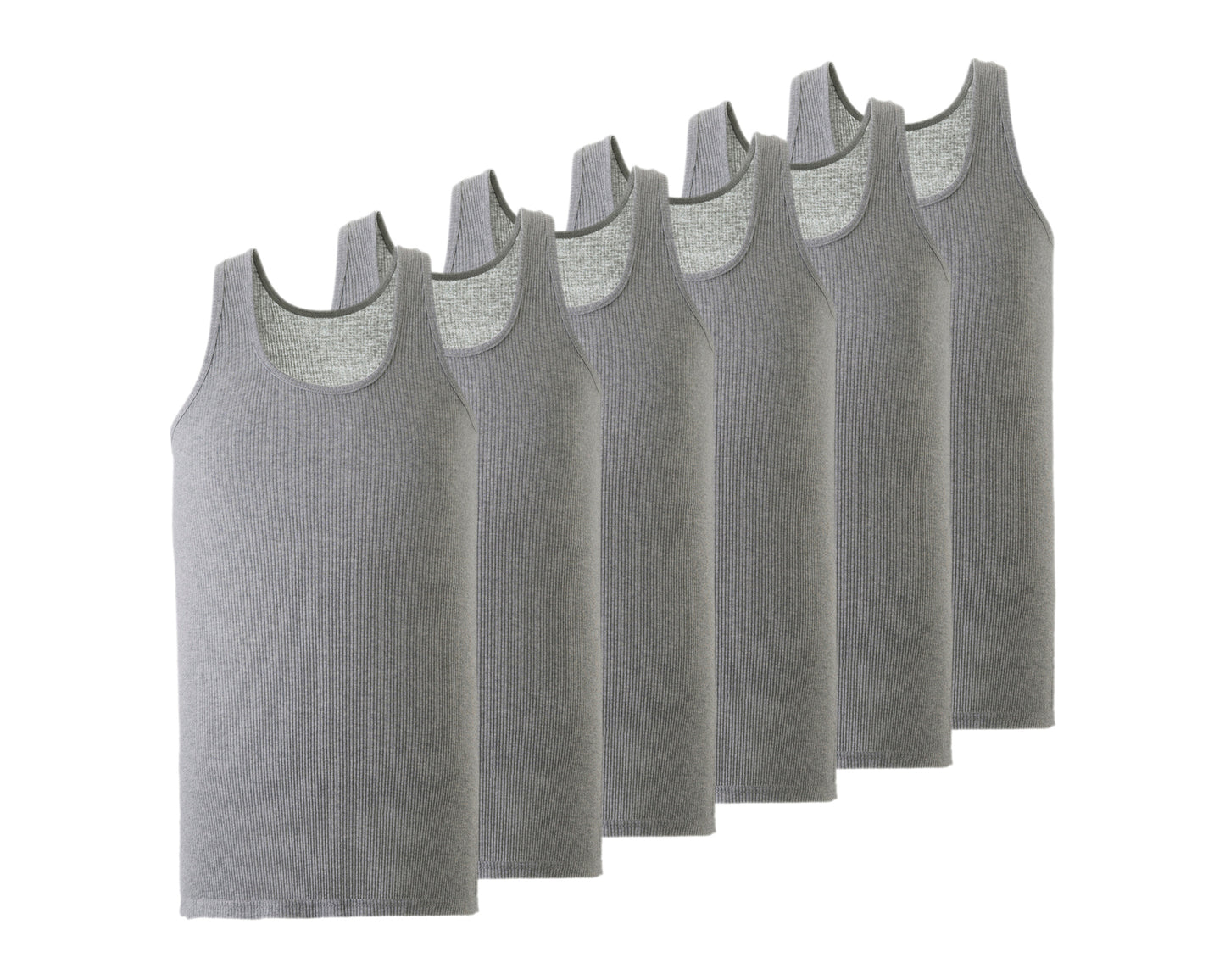 Mody Men Ribbed Tank Top, Crew Neck, 6-Pack