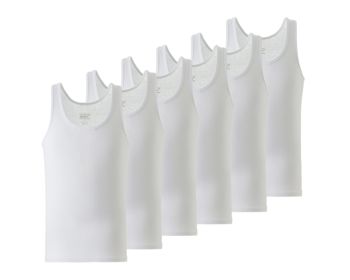 Mody Men Ribbed Tank Top, Crew Neck, 6-Pack