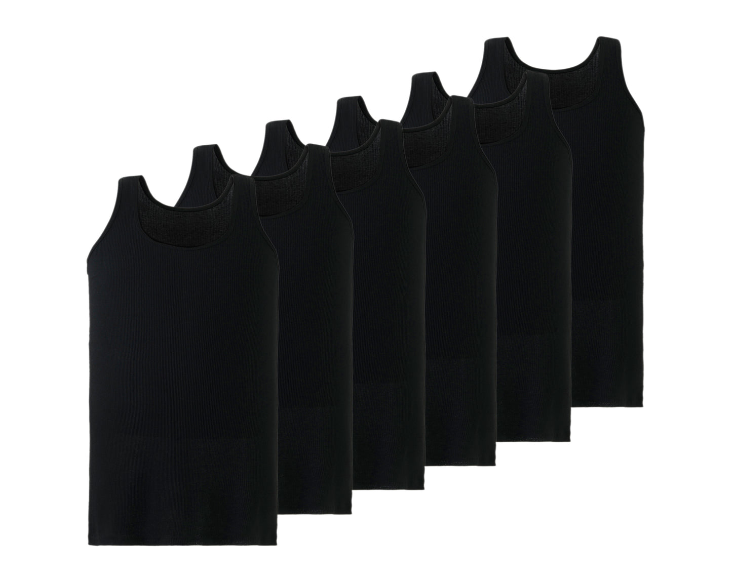 Mody Men Ribbed Tank Top, Crew Neck, 6-Pack