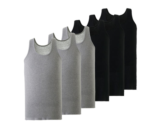 Mody Men Ribbed Tank Top, Crew Neck, 6-Pack