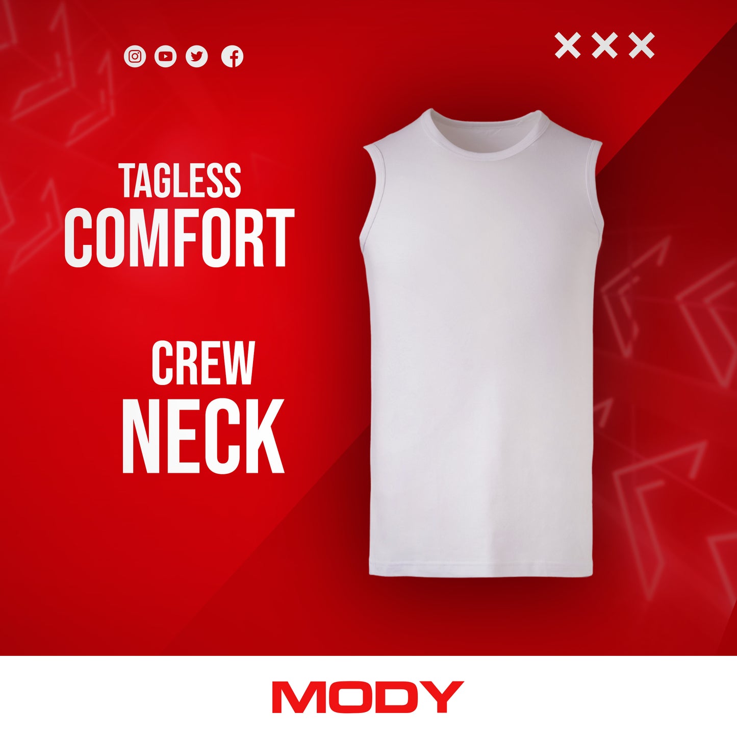 Mody Men's Sleveless Tank Top, Crew Neck, 3-Pack