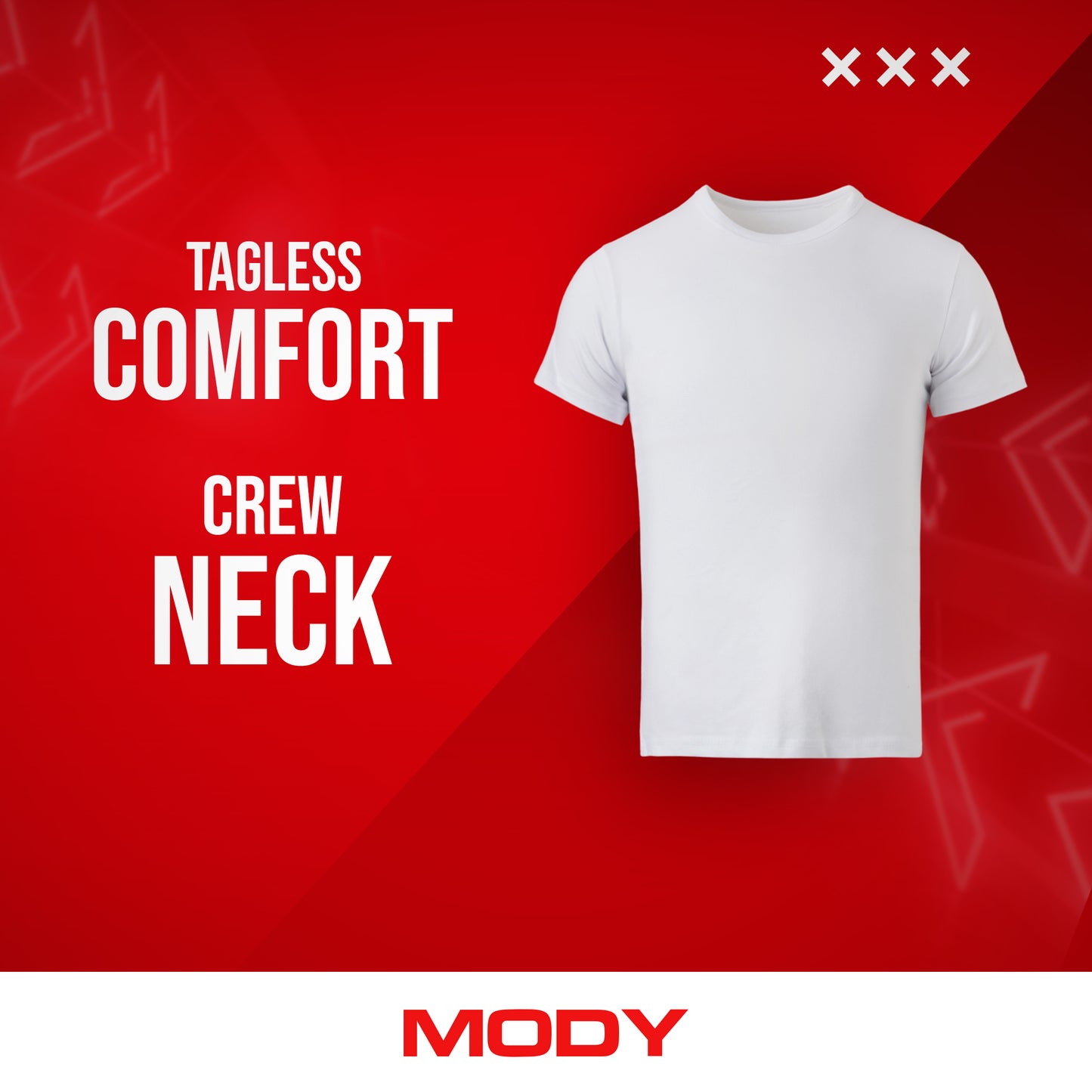 Mody Men Short Sleeve Undershirt, Crew Neck, 3-Pack