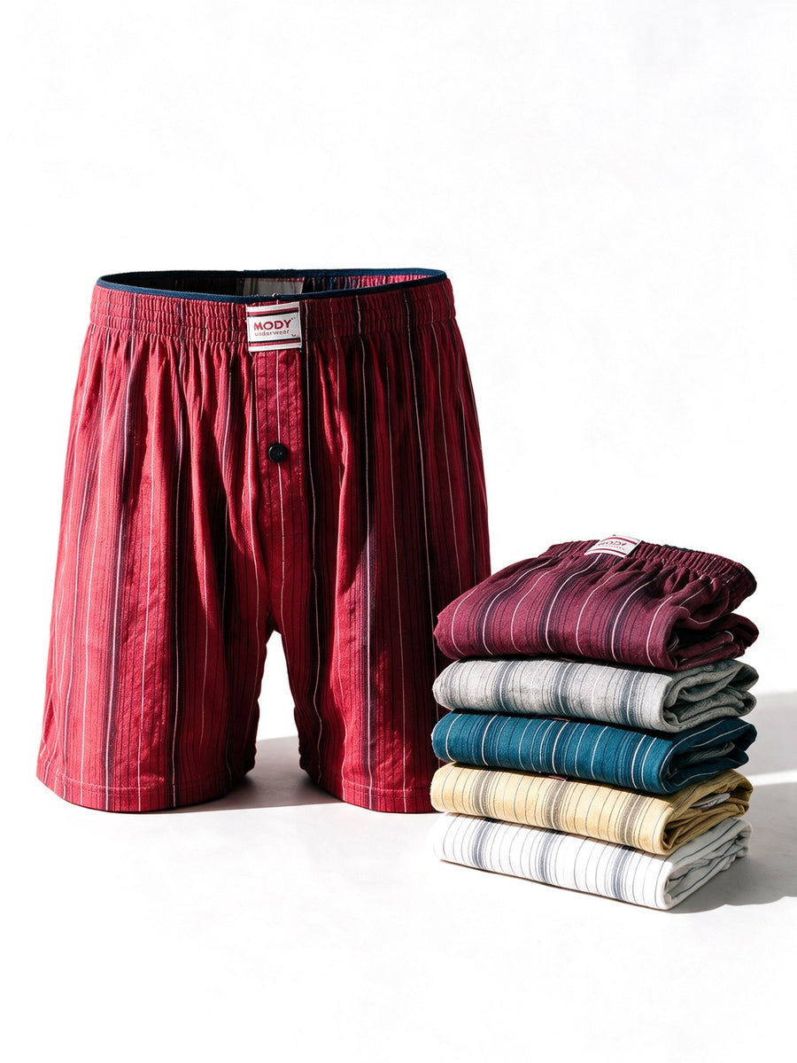 Six pack of striped cotton boxer shorts