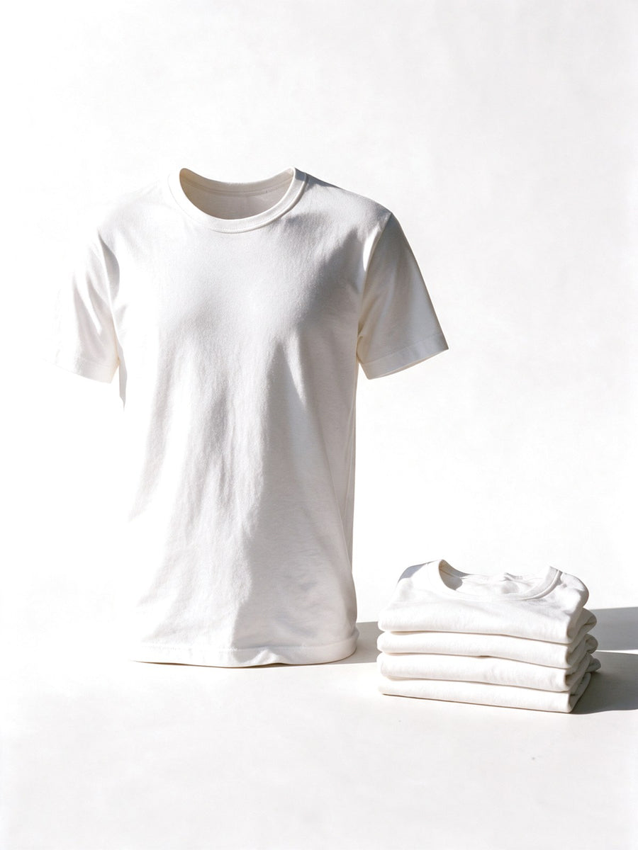 Five pack of white crew neck undershirts