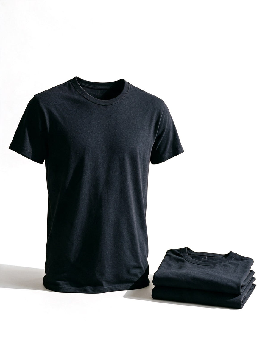 Three pack of black crew neck undershirts