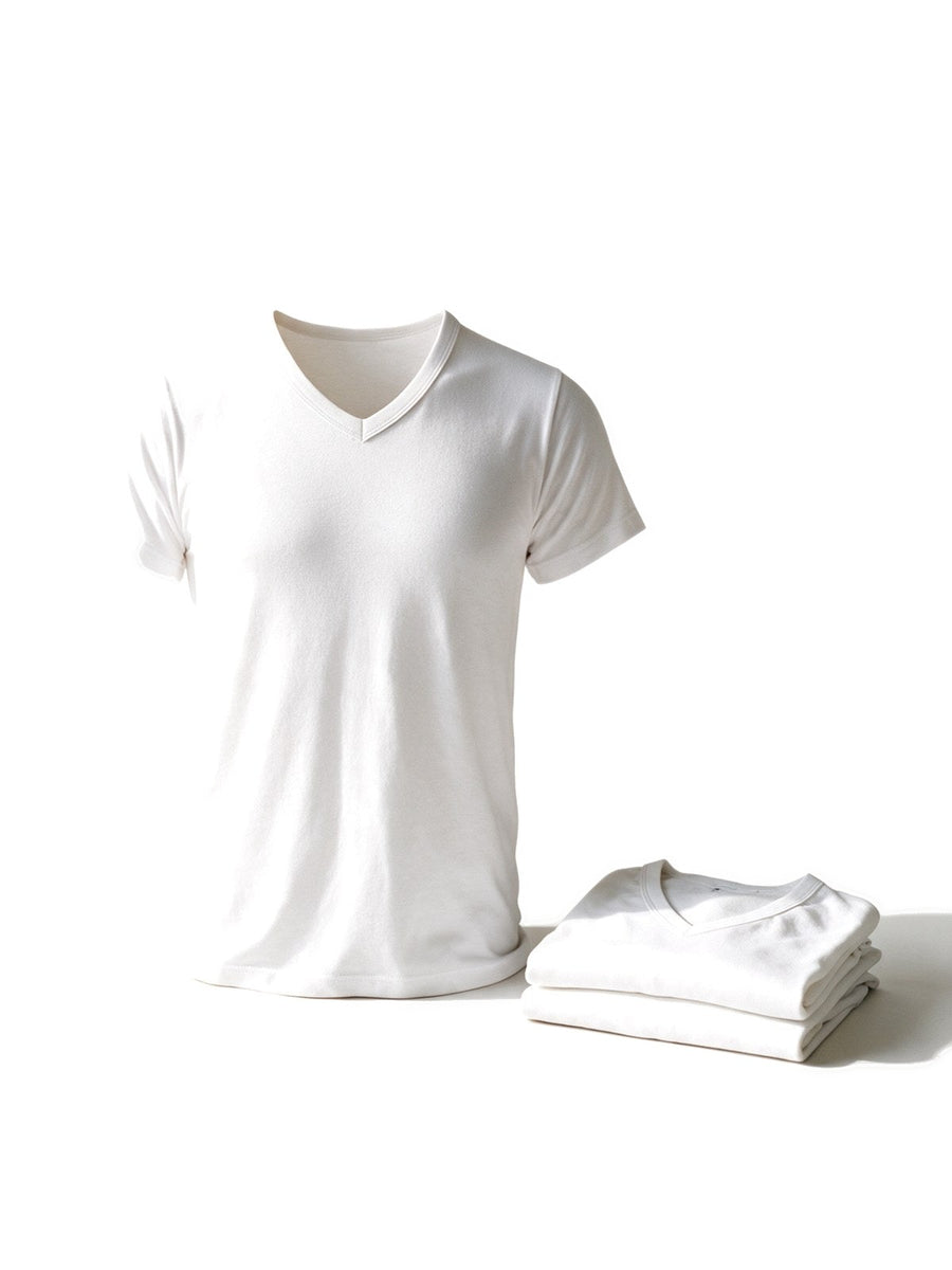 Three pack of white V neck undershirts