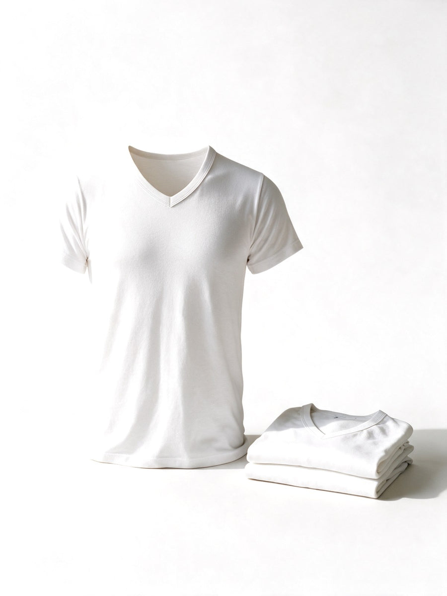 Three pack of white V neck undershirts