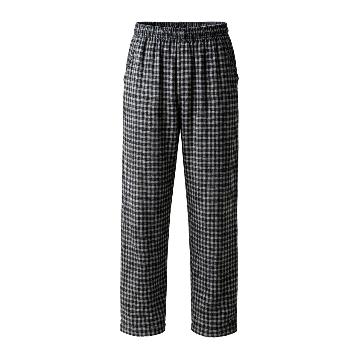 Mody men's black plaid flannel lounge pants front view