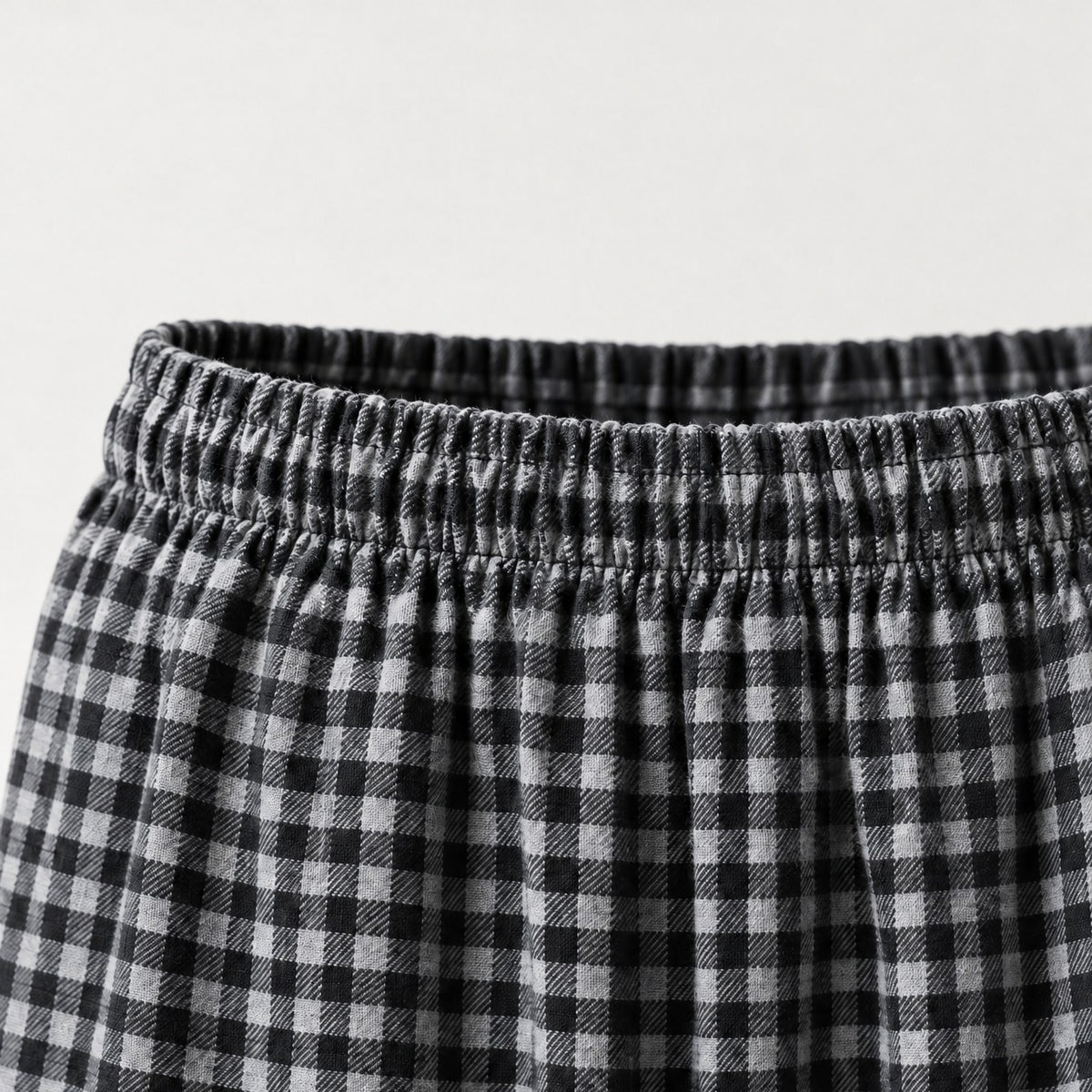 Mody men's black plaid flannel lounge pants elastic waistband detail