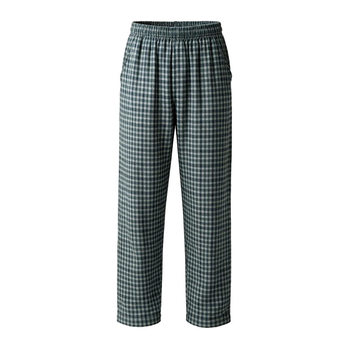 Mody men's green plaid flannel lounge pants front view