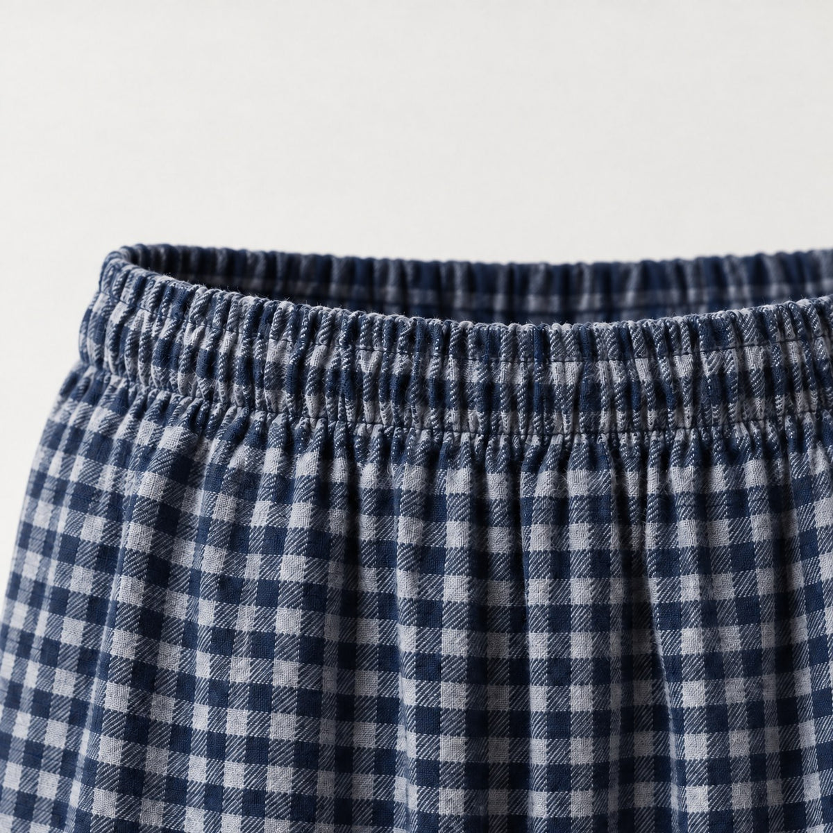 Mody men's navy plaid flannel lounge pants elastic waistband detail