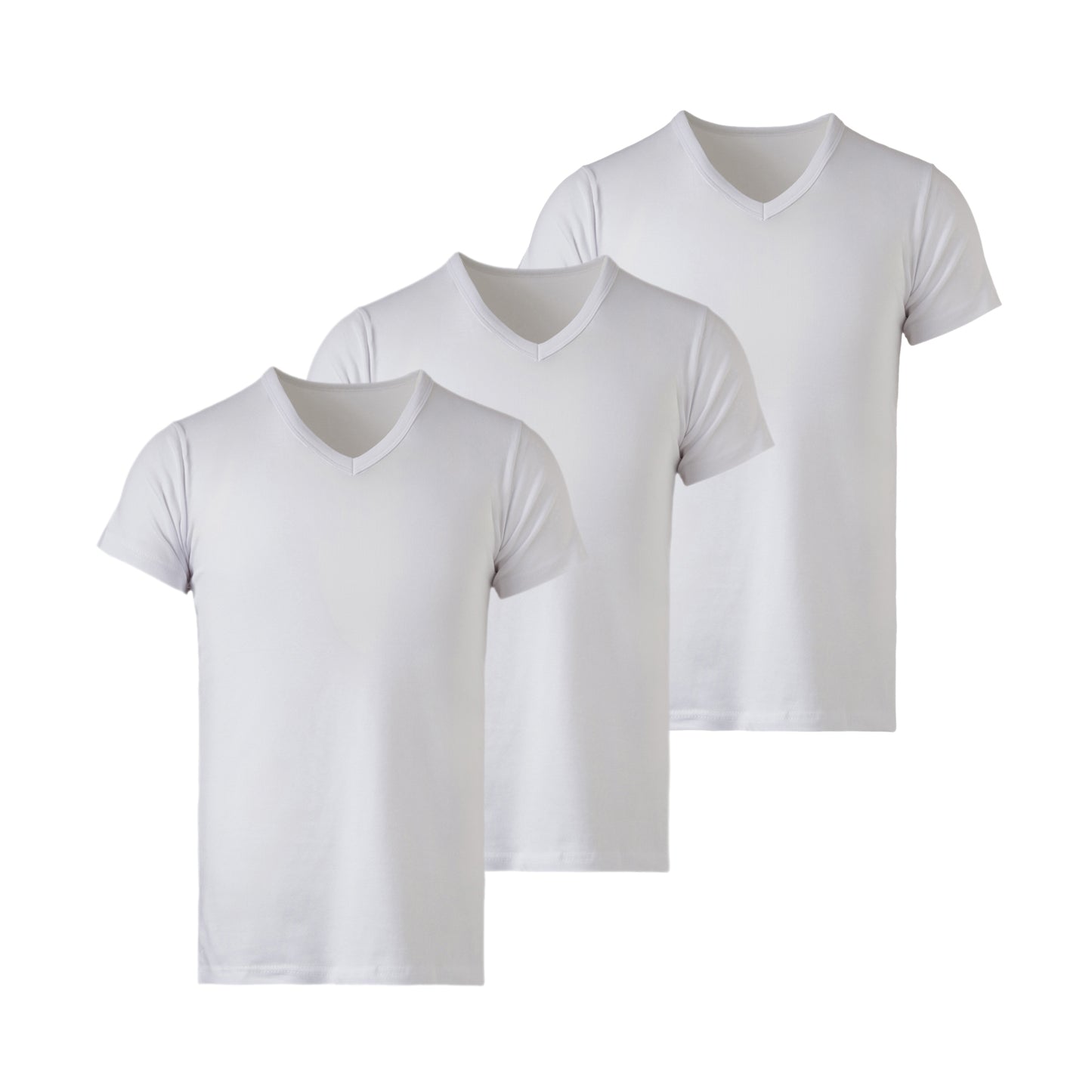 Mody Men Short Sleeve Undershirt, V-Neck, 3-Pack