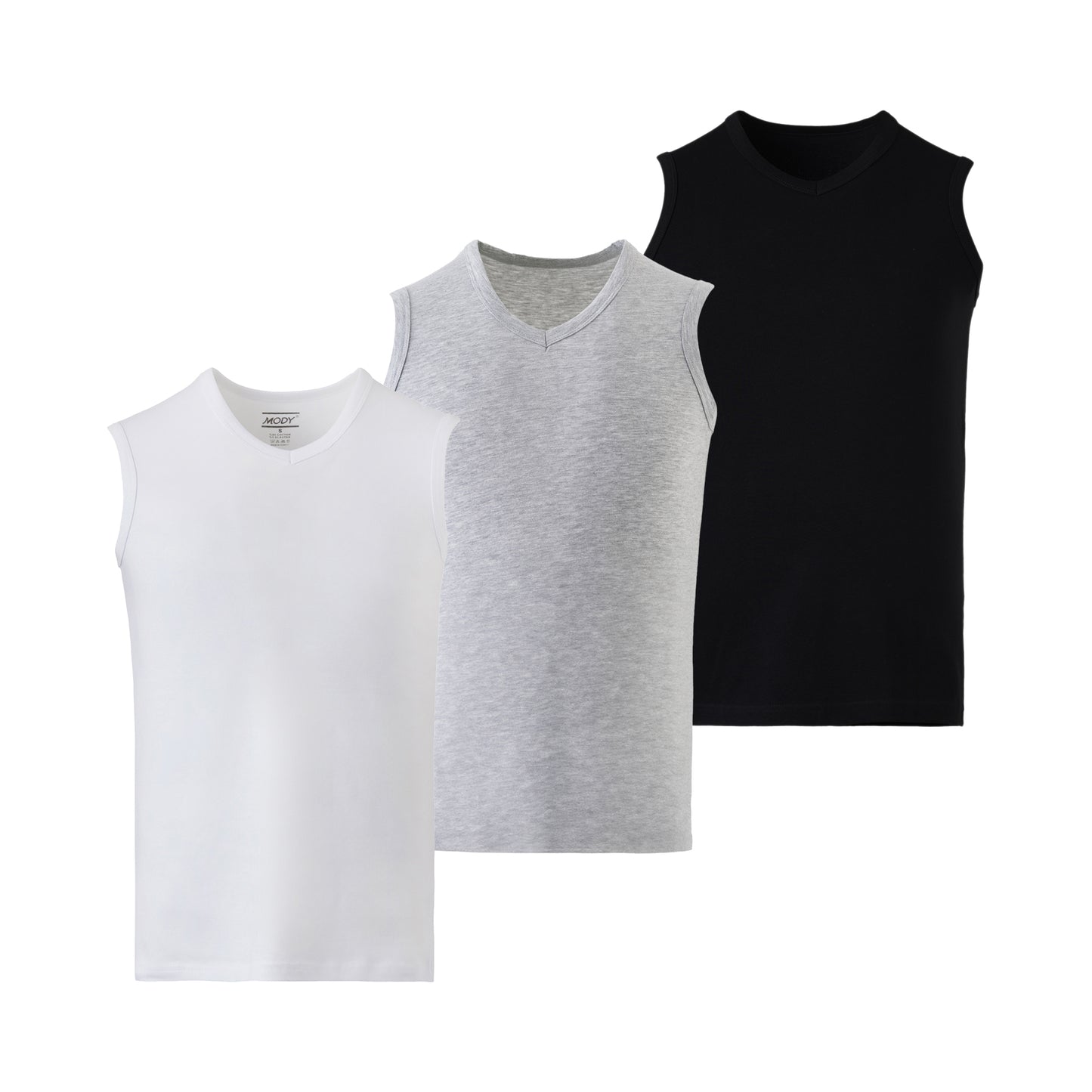 Mody Men's Sleveless Tank Top, V-Neck, 3-Pack